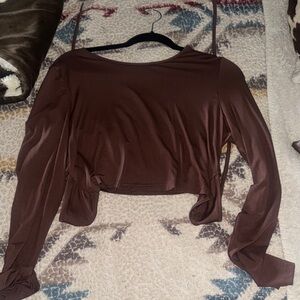 Elegant Brown Women's Top SHEIN long sleeve